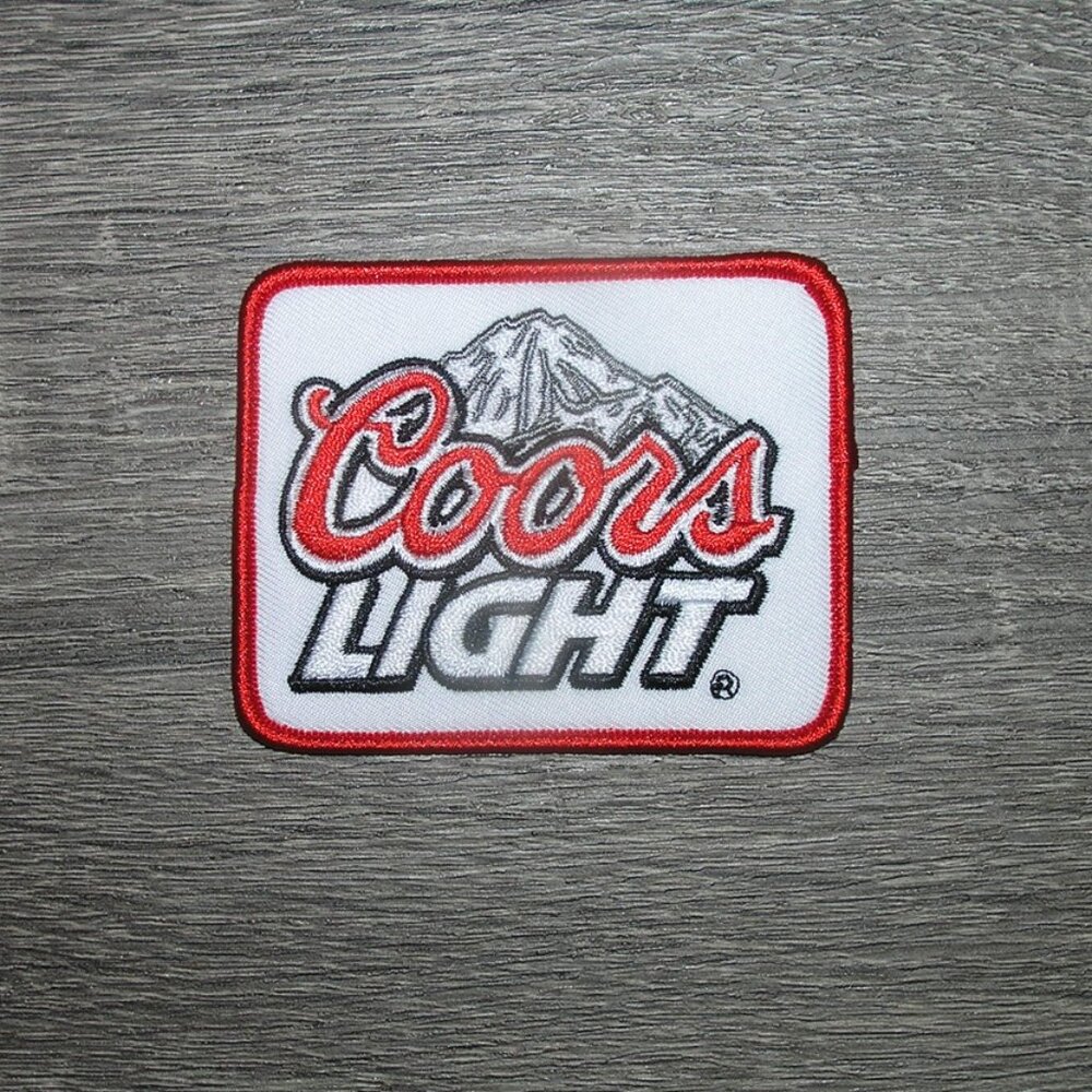 Coors Light American Beer Red/White/Silver Embroidered Iron On Patch 3" x 2.25"